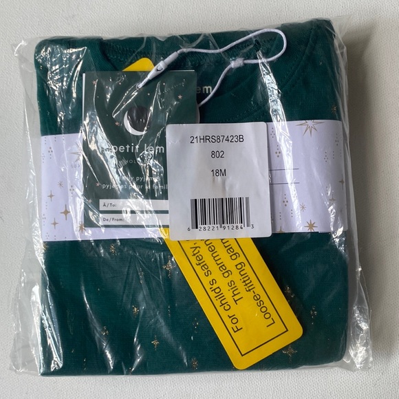 PETIT LEM Star Print Pyjama Set Dark green, Size 18M, NWT - Picture 2 of 6
